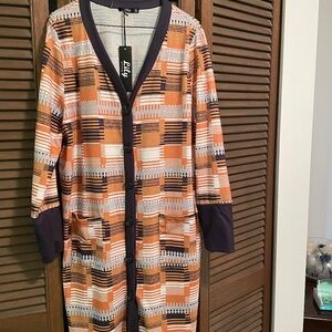 Lily women’s multi-colour duster-type sweater.